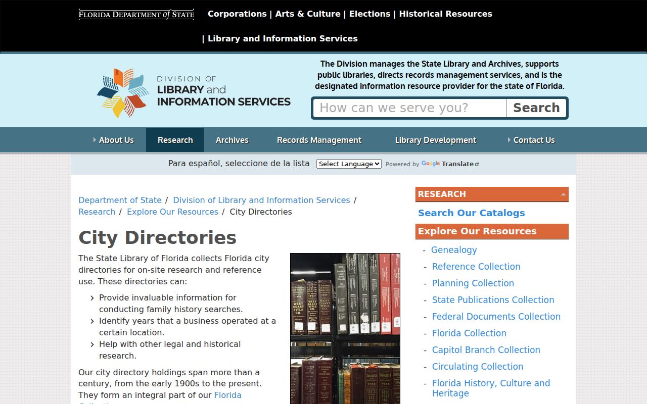 Sarasota city directory research through the Florida State Library