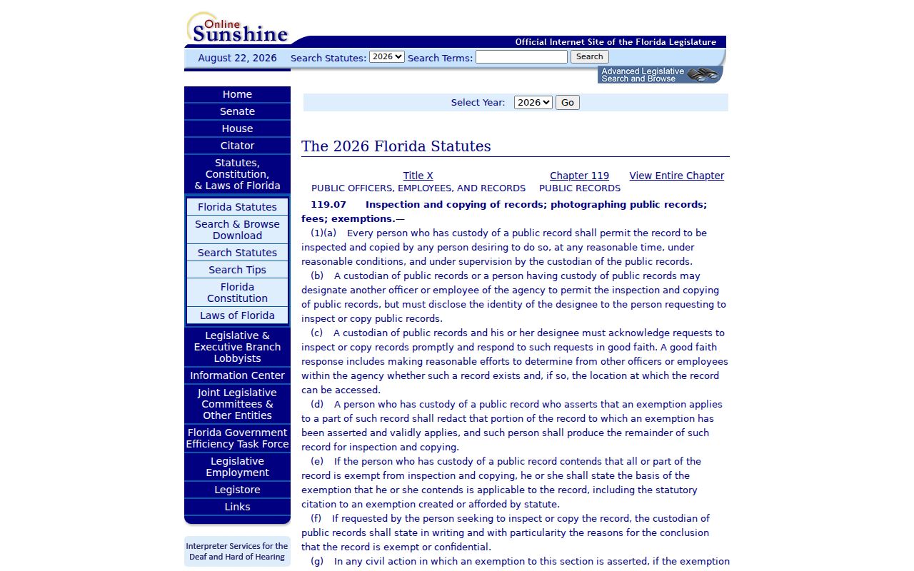 Sarasota neighbors Florida public records inspection law