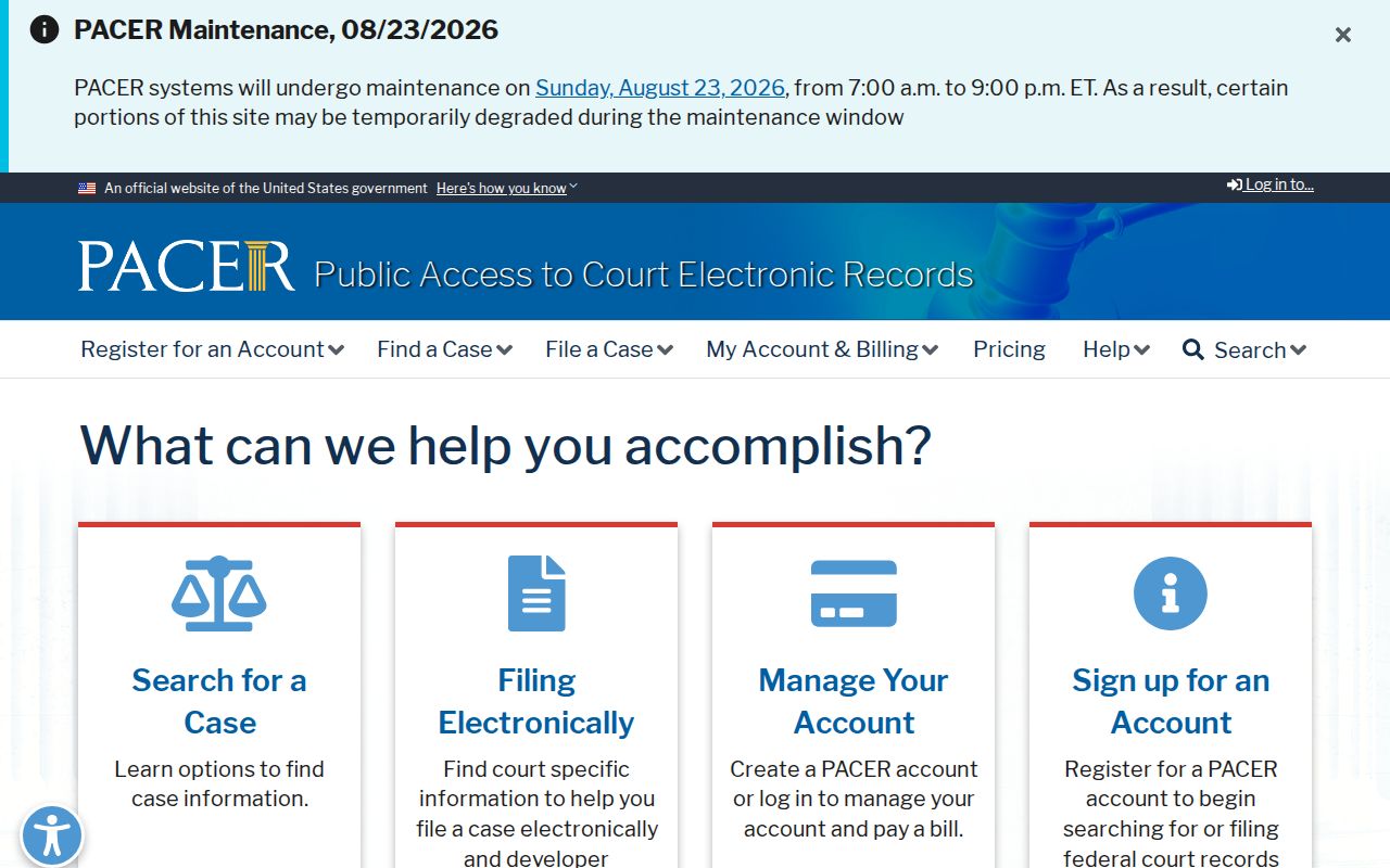 Sarasota resident lookup through the federal PACER case locator
