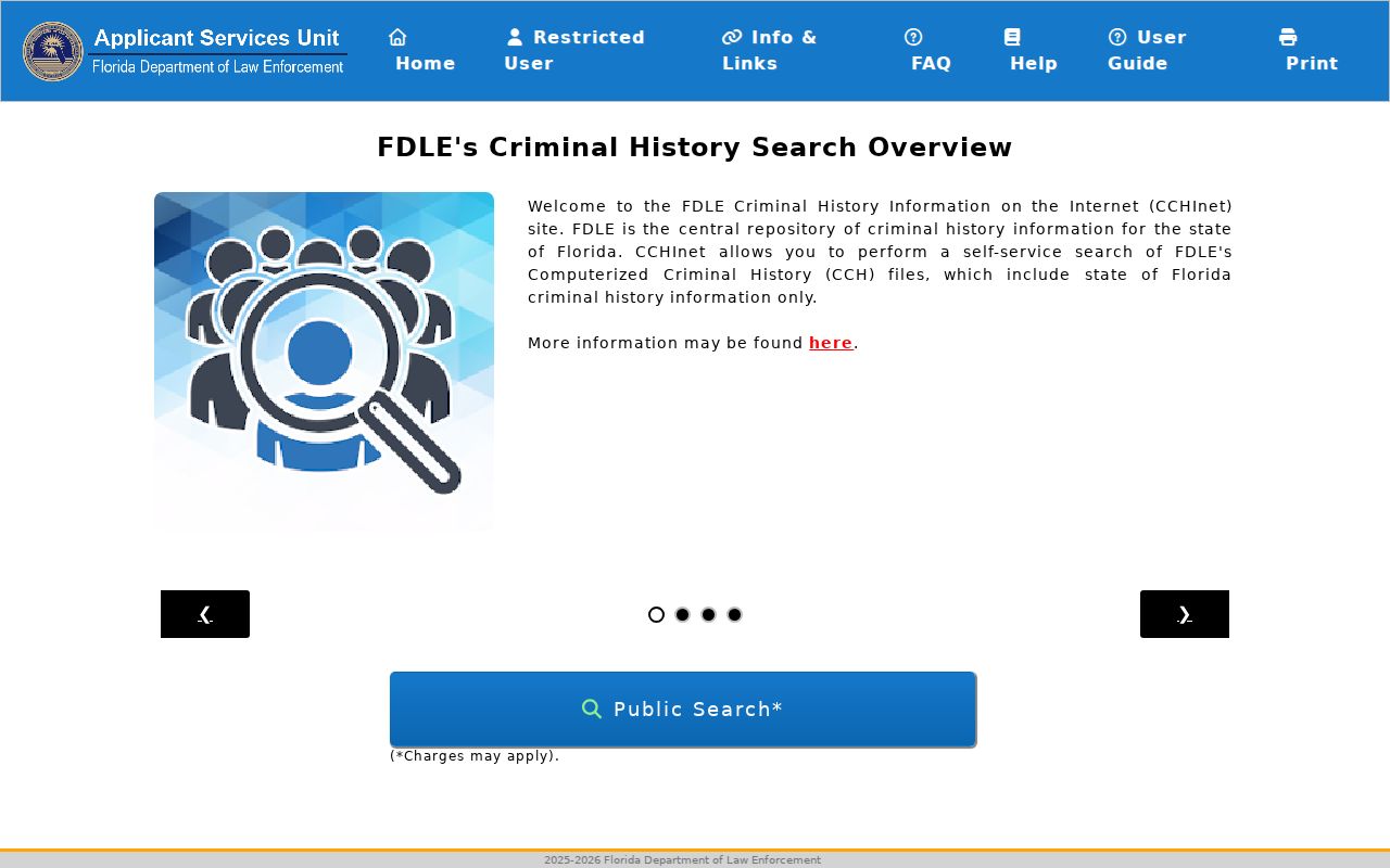 Sarasota resident lookup on the Florida instant criminal history search